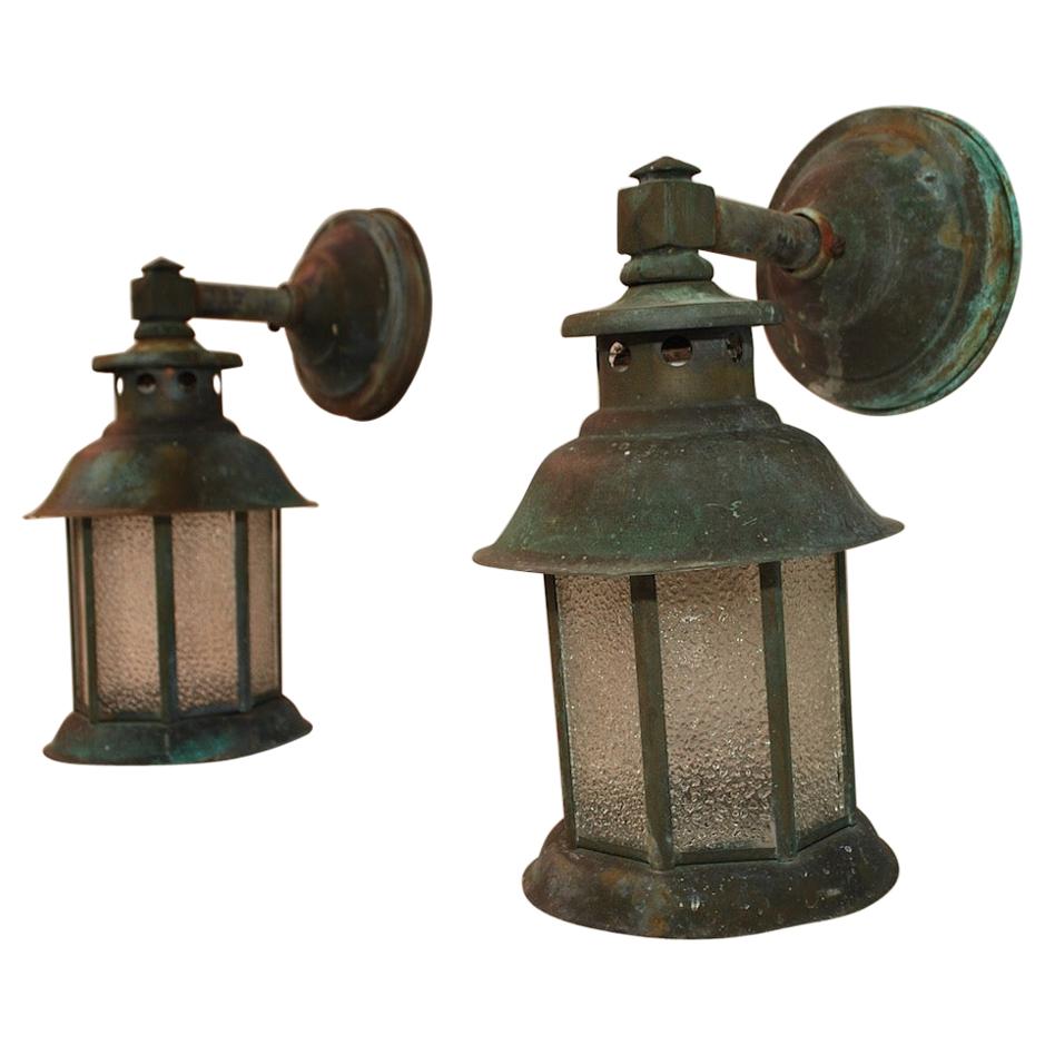 Pair of 1920s Copper Outdoor Sconces