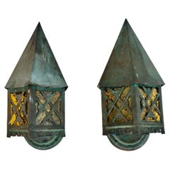 Pair of 1920's Copper Outdoor Sconces