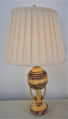 Pair of 1920's Dore Bronze and Marble Table Lamps
