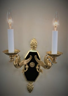 Pair of 1920's Empire Bronze Wall Sconces