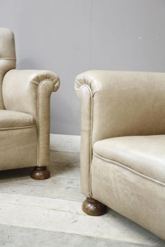 Pair of 1920's English deep seated armchairs
