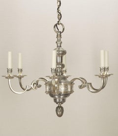 Pair of 1920s English Silver Plated Chandeliers