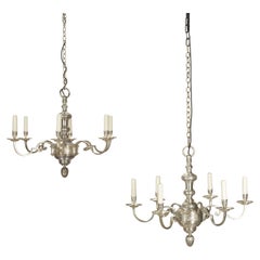 Pair of 1920s English Silver Plated Chandeliers