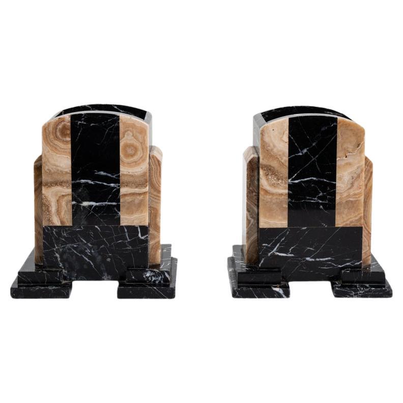 Coppia di organizer da scrivania in marmo Art Deco francese degli anni 
20 in vendita