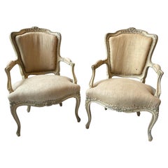 Antique Pair of 1920s French Bergere  Chairs