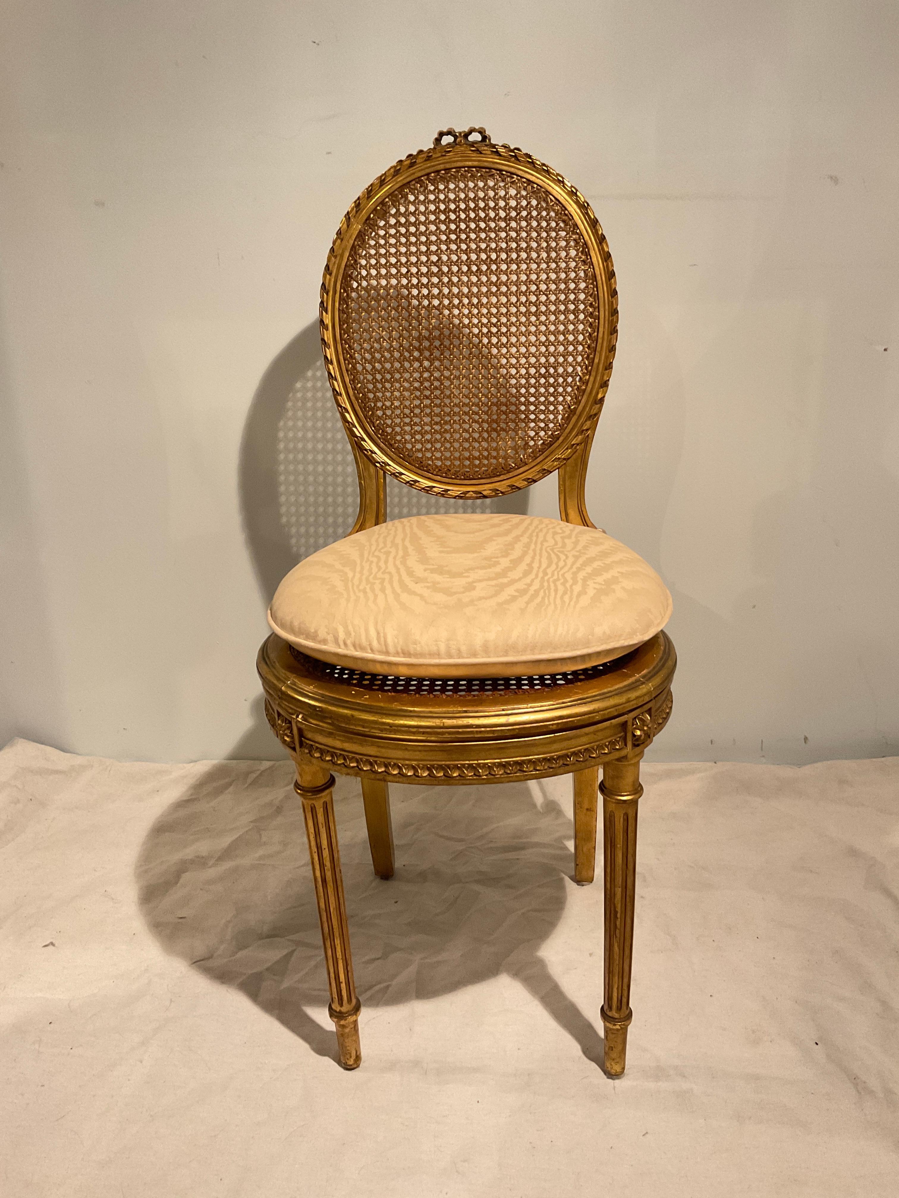 Pair Of 1920s French Carved Gilt Wood Petite Side Chairs In Good Condition For Sale In Tarrytown, NY