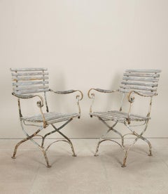 Pair of 1920s French Folding Garden Chairs