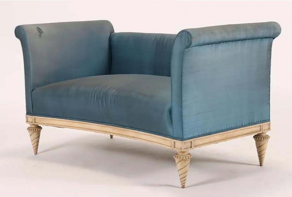 Pair of 1920s French Louis XVI Maison Jansen Style Settees In Fair Condition In Chicago, IL