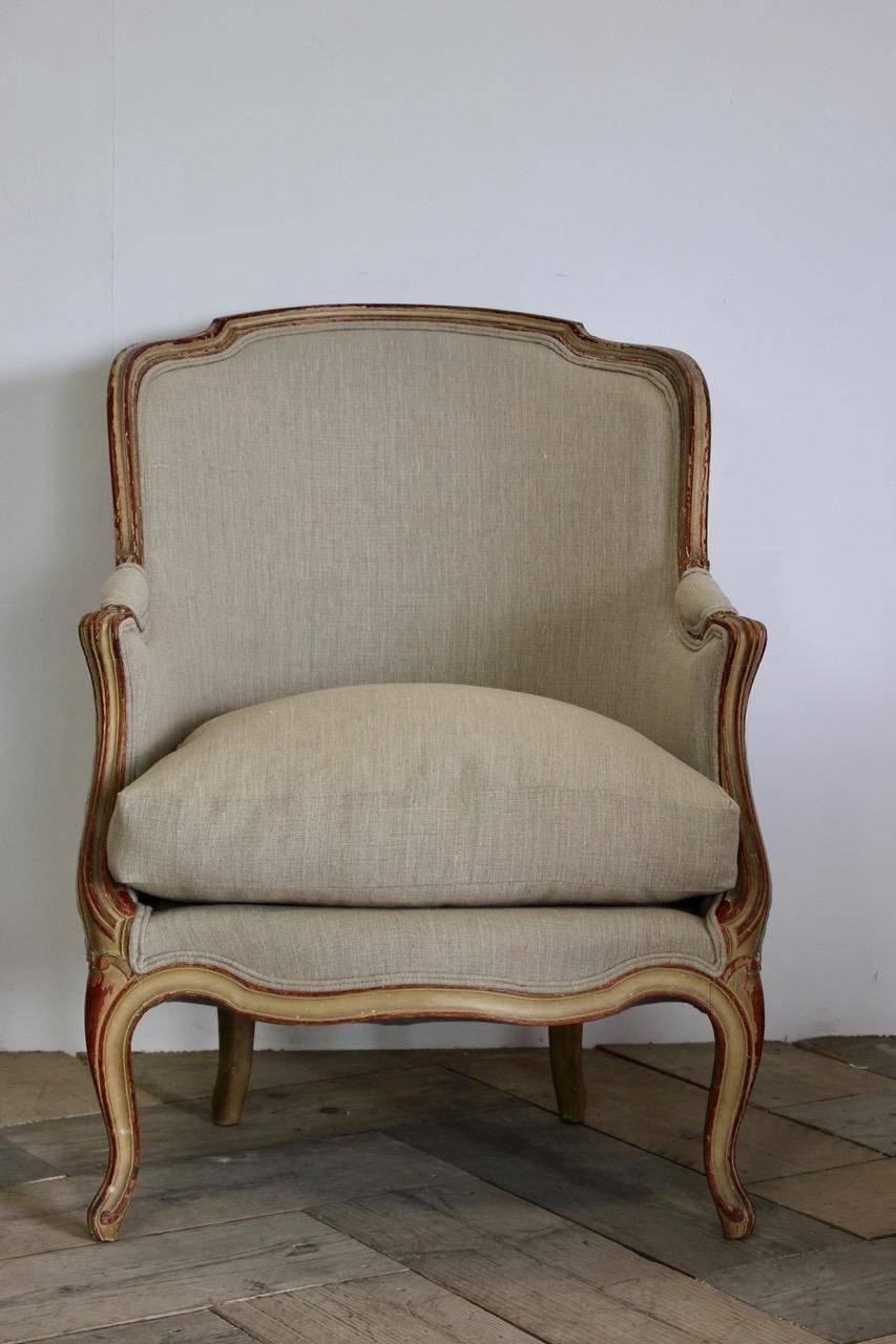 Pair of 1920s French Painted Armchairs In Excellent Condition In Gloucestershire, GB