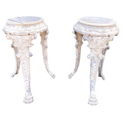 Pair of 1920s French Painted Zinc Pedestal Tables