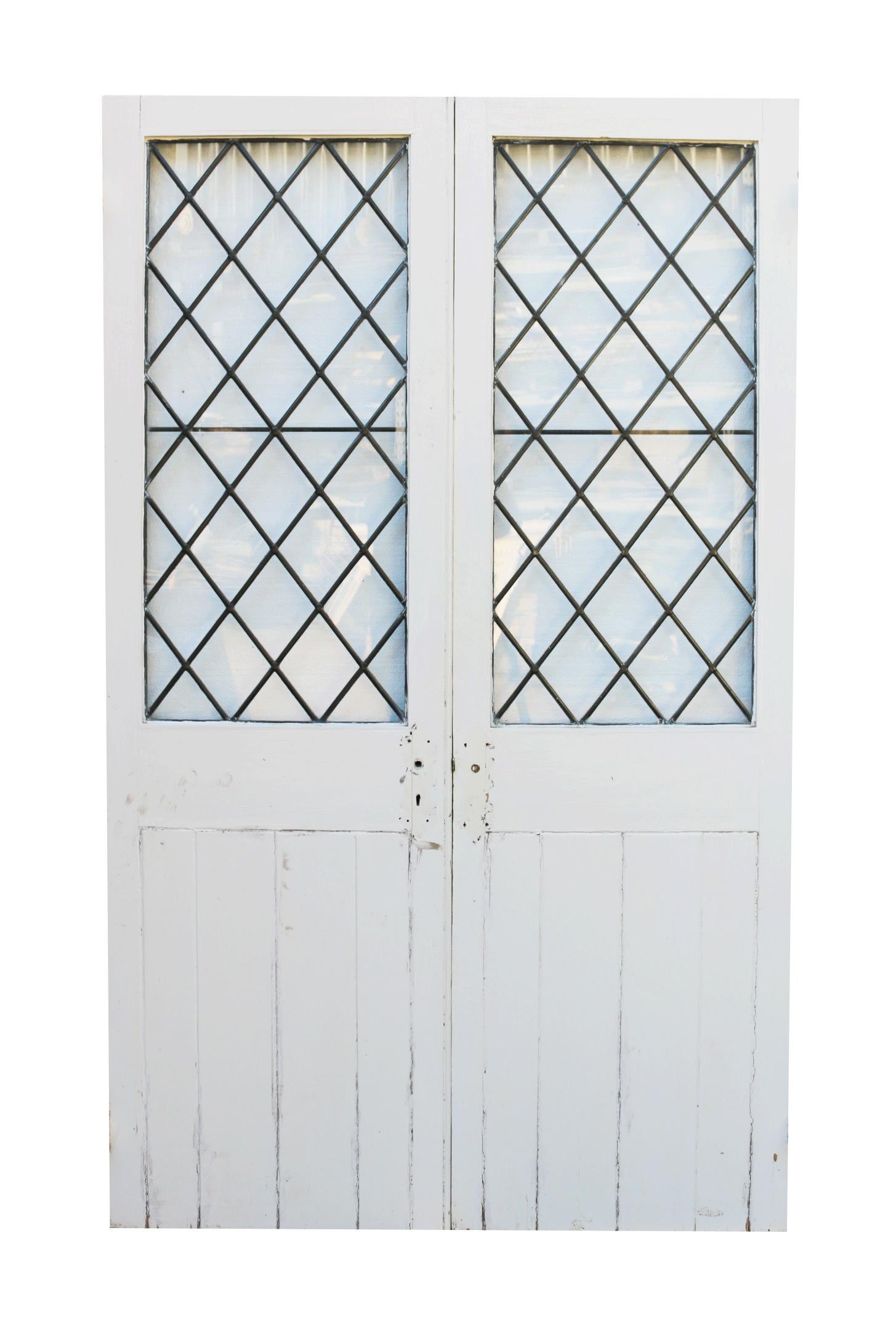 English Pair of 1920s French Pine Exterior Doors