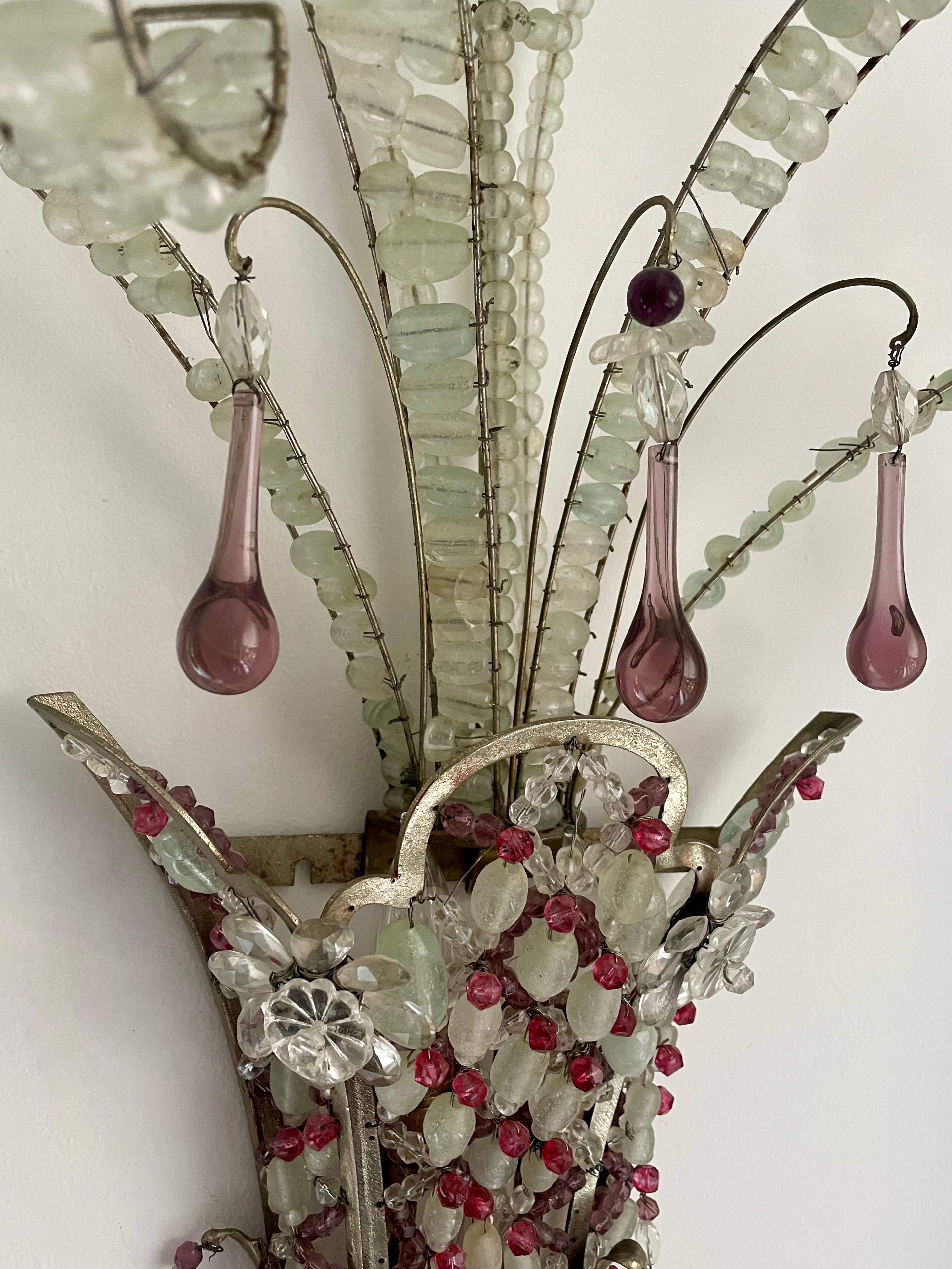 Silvered Pair of 1920s French Sconces For Sale