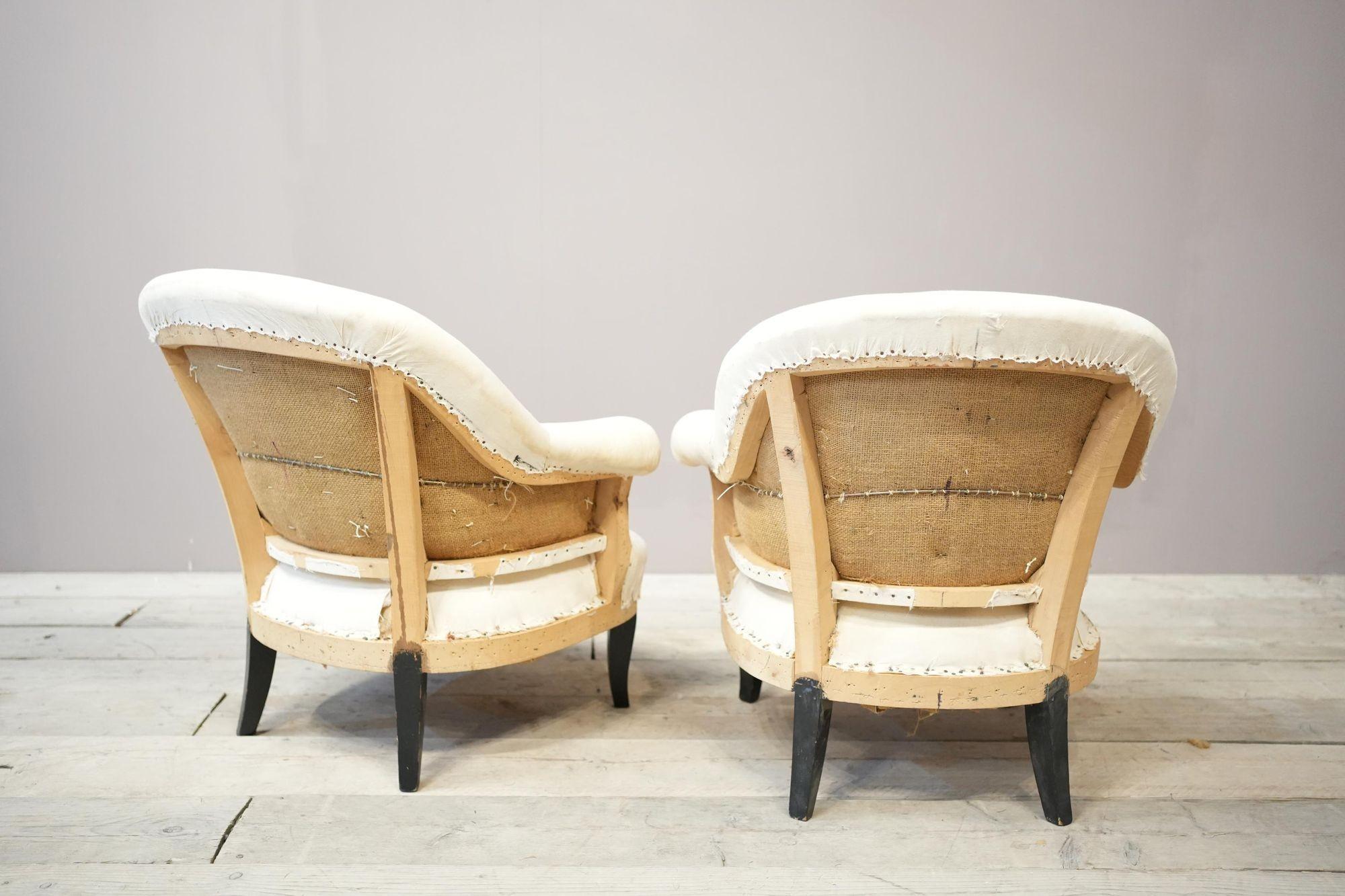 Pair of 1920's French tub chairs For Sale 1