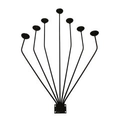 Pair of 1920s French Wall Sconces – Handcrafted Black Iron with 7 Arms