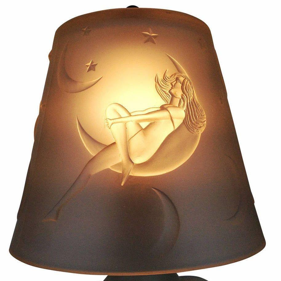 Pareja de lámparas Art Decó con luna creciente de cristal esmerilado de los años 20 principios del siglo XX en venta