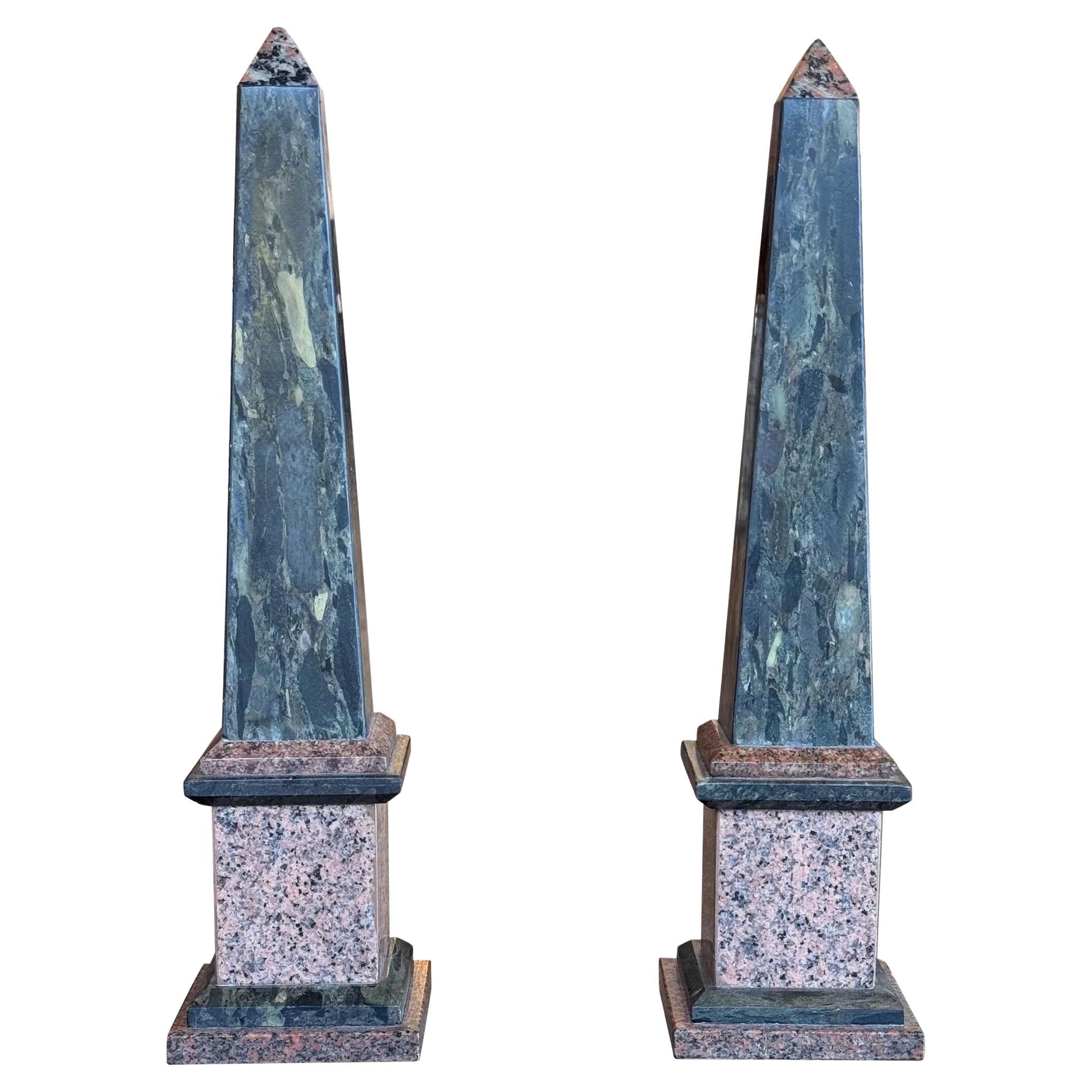 Pair of 1920s Granite Obelisks