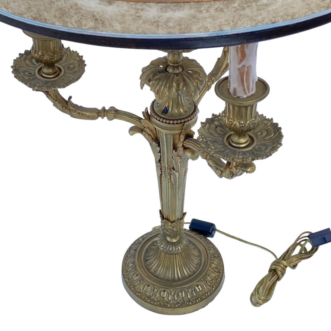 Italian Pair of 1920s Hand Wrought Iron Candlestick Lamp For Sale