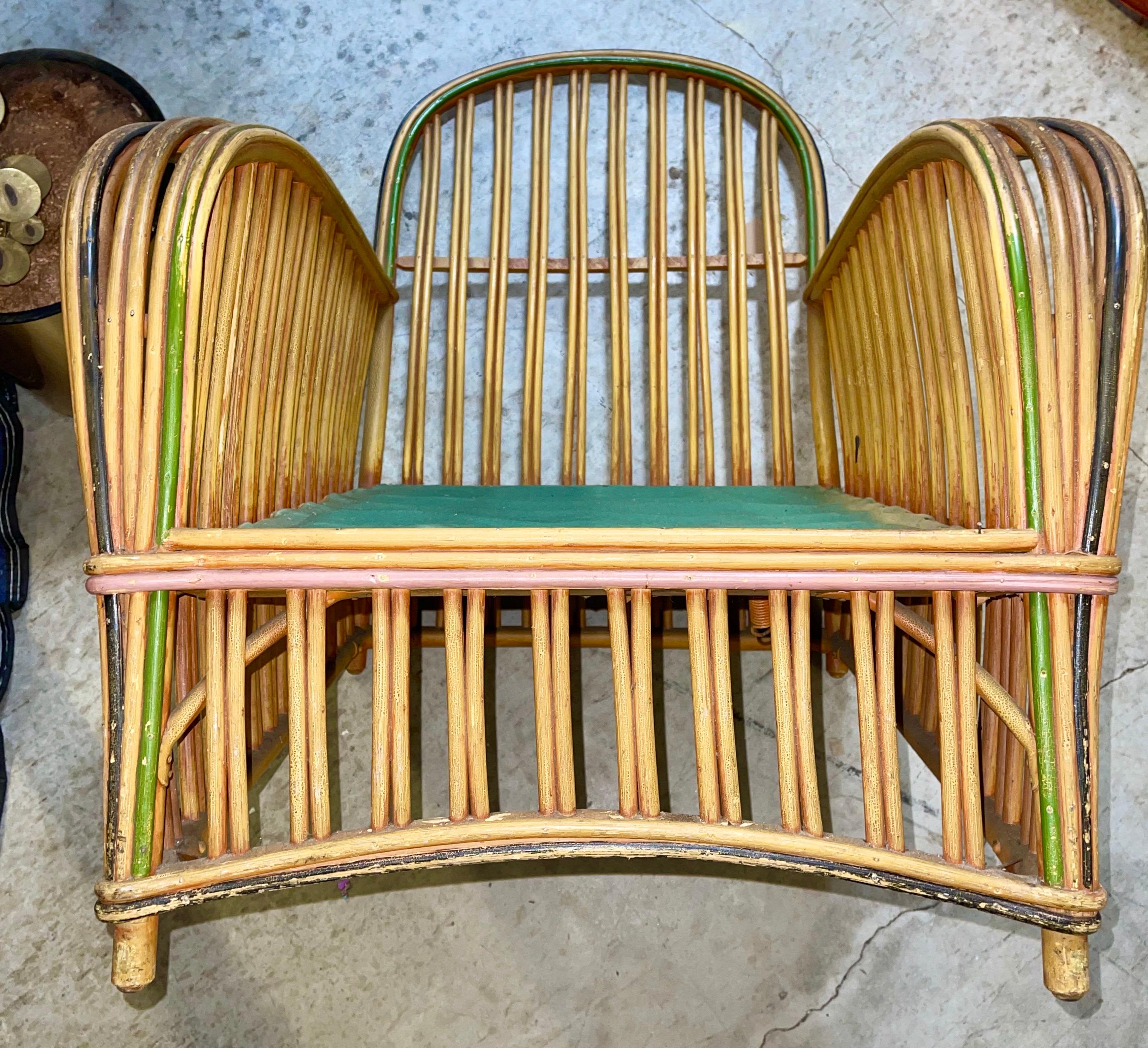 Pair of 1920s Heywood Wakefield Rattan Lounge Chairs 5