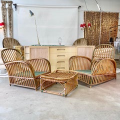 Pair of 1920s Heywood Wakefield Rattan Lounge Chairs