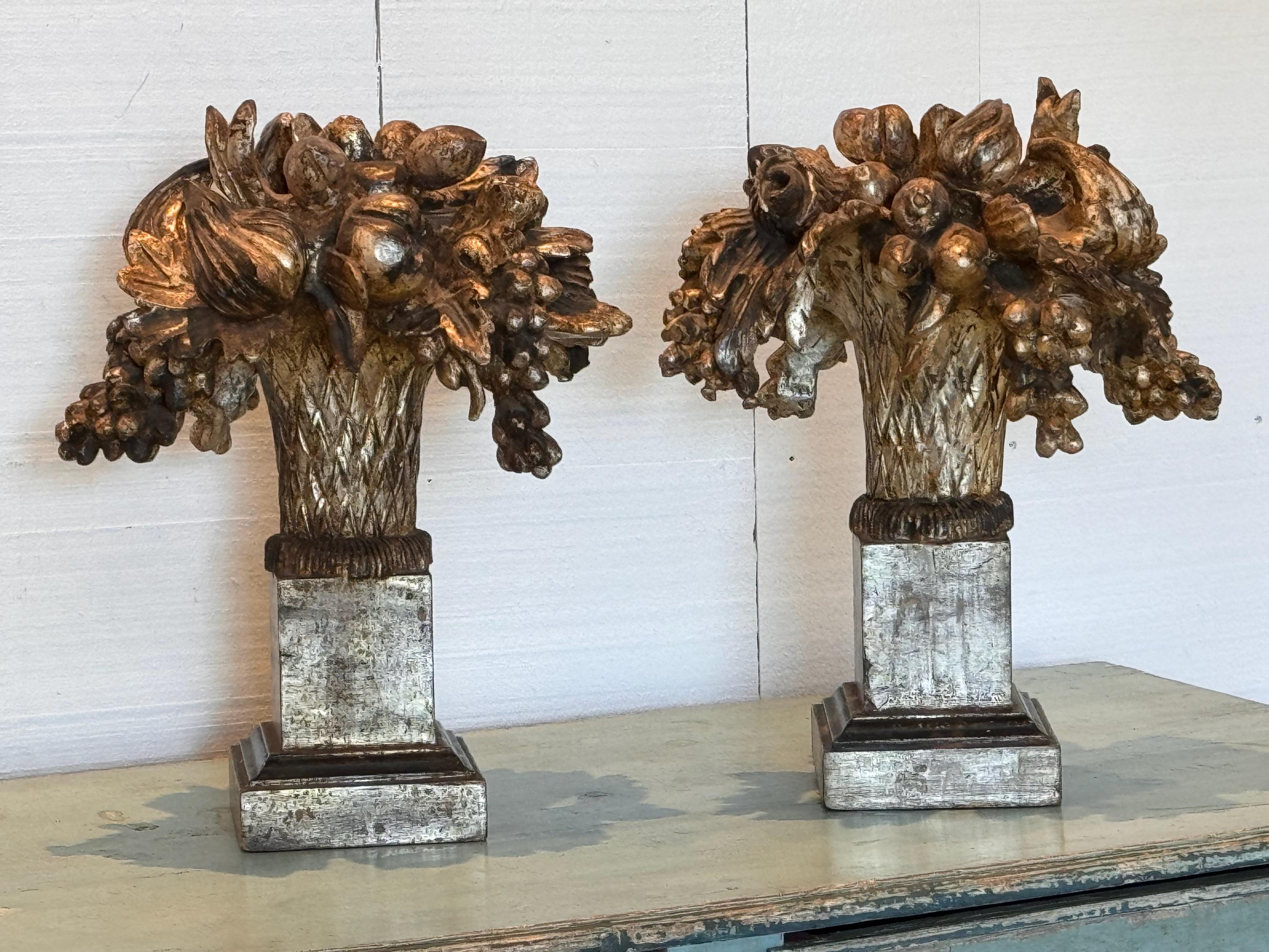 Pair of 1920s Italian Silver Gilt Carvings In Good Condition For Sale In Charlottesville, VA