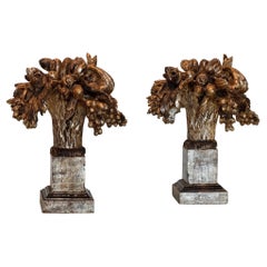 Pair of 1920s Italian Silver Gilt Carvings