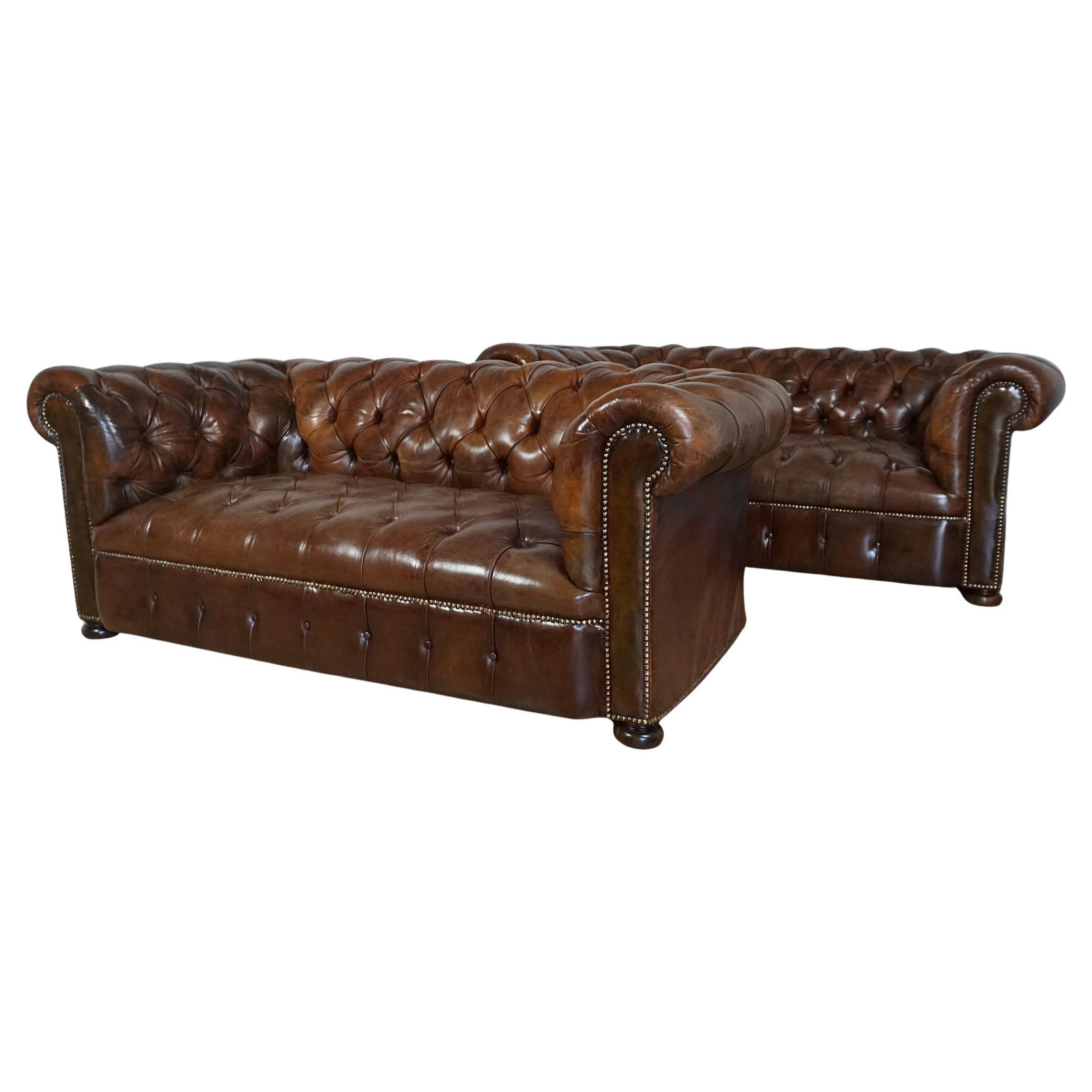 Pair of 1920's Leather Chesterfield Sofa's