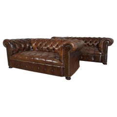 Pair of 1920's Leather Chesterfield Sofa's