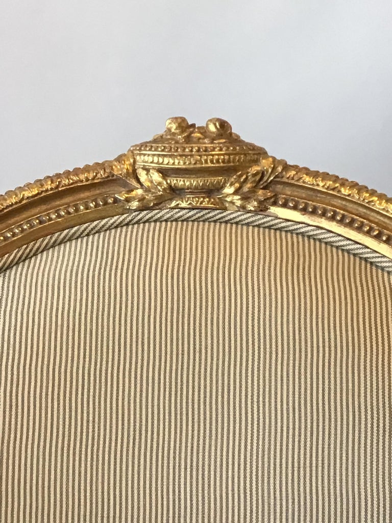 Pair of 1920s Louis XVI French Carved Wood Gilt Armchairs For Sale at ...