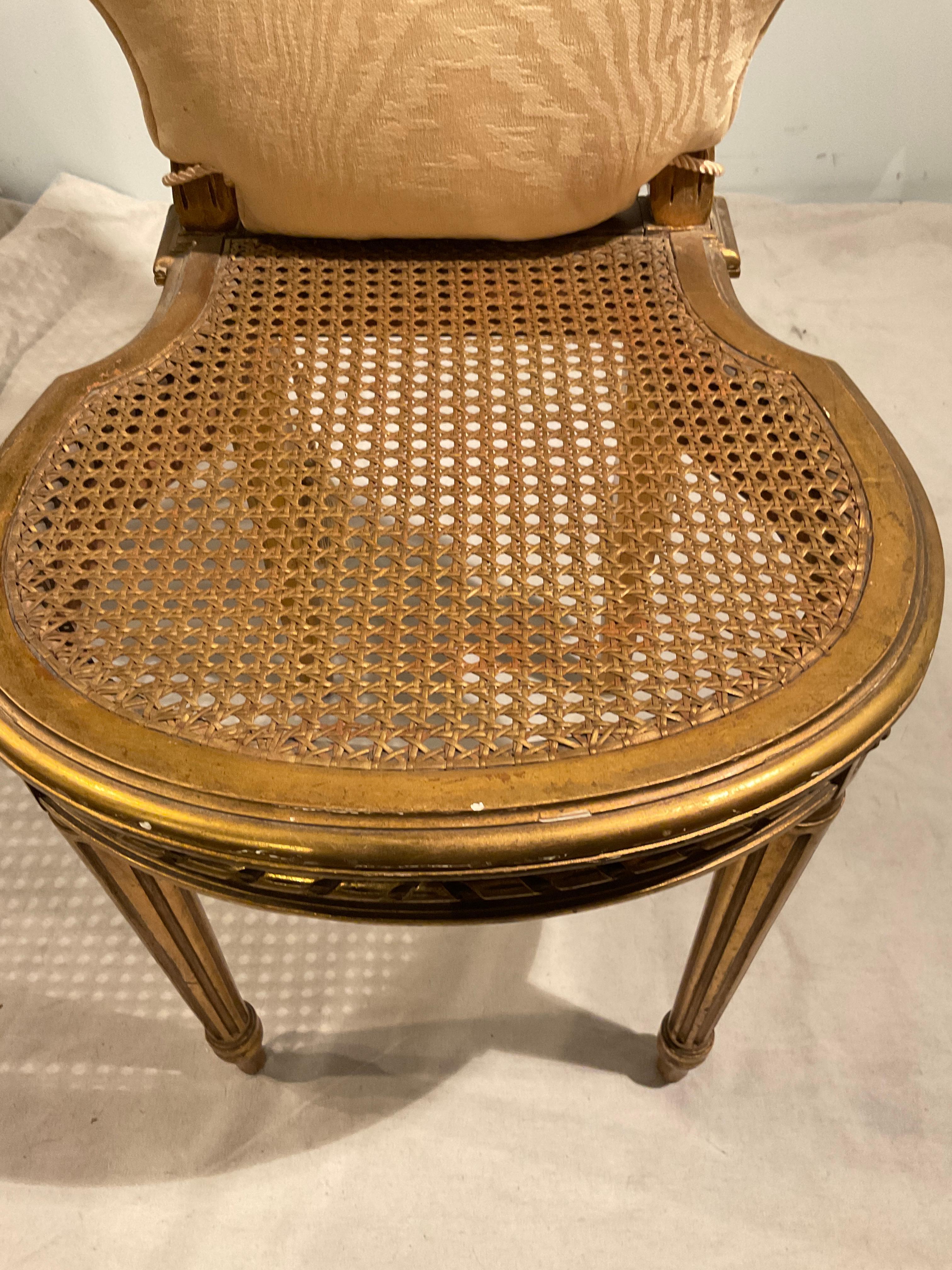 Pair of 1920s Louis XVI Gilt Wood Petite Side Chairs For Sale 7