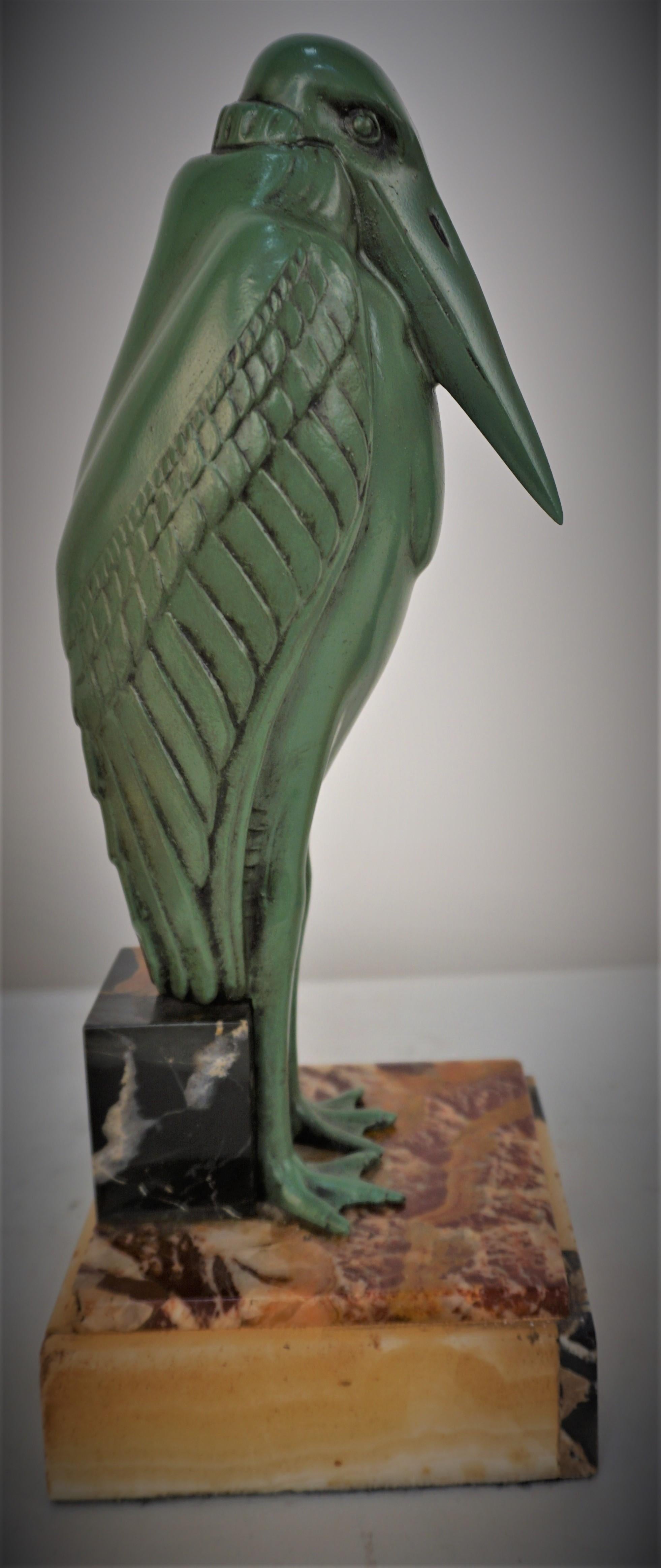 Cold-Painted Pair of 1920's Marabou Bookends in Style of Louis Albert Carvin