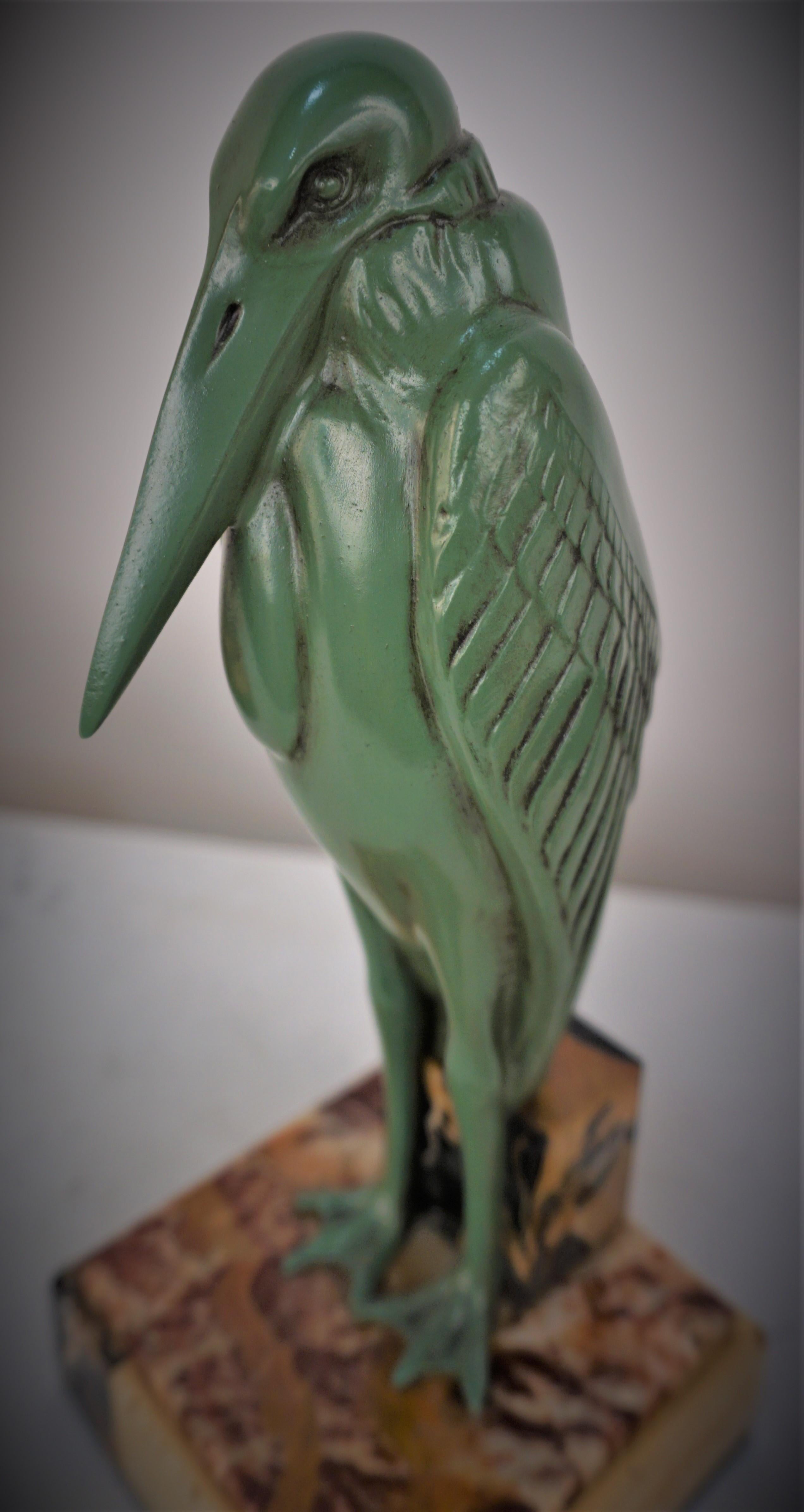 Onyx Pair of 1920's Marabou Bookends in Style of Louis Albert Carvin