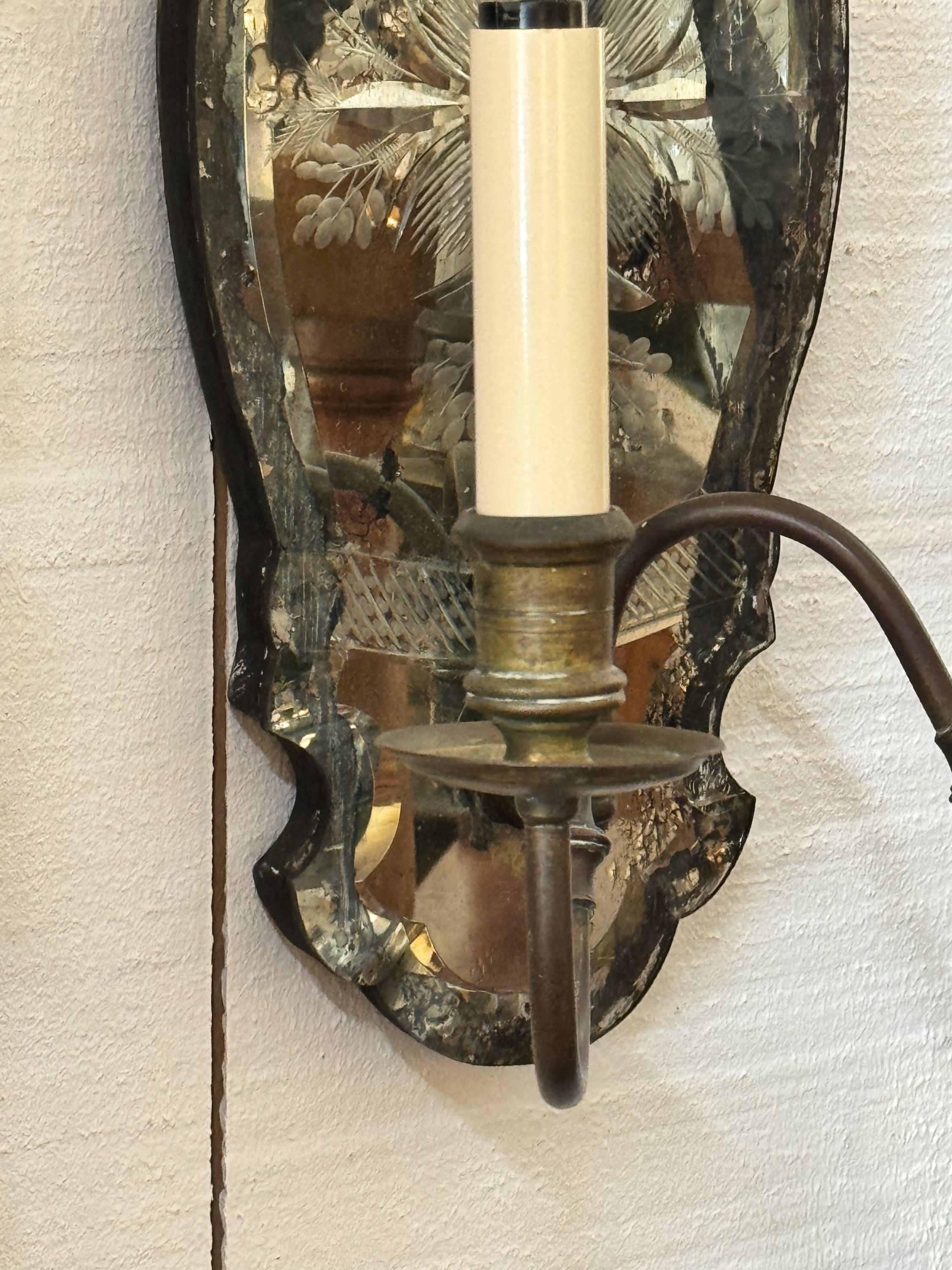 Pair of 1920s Mirrored Sconces For Sale 4