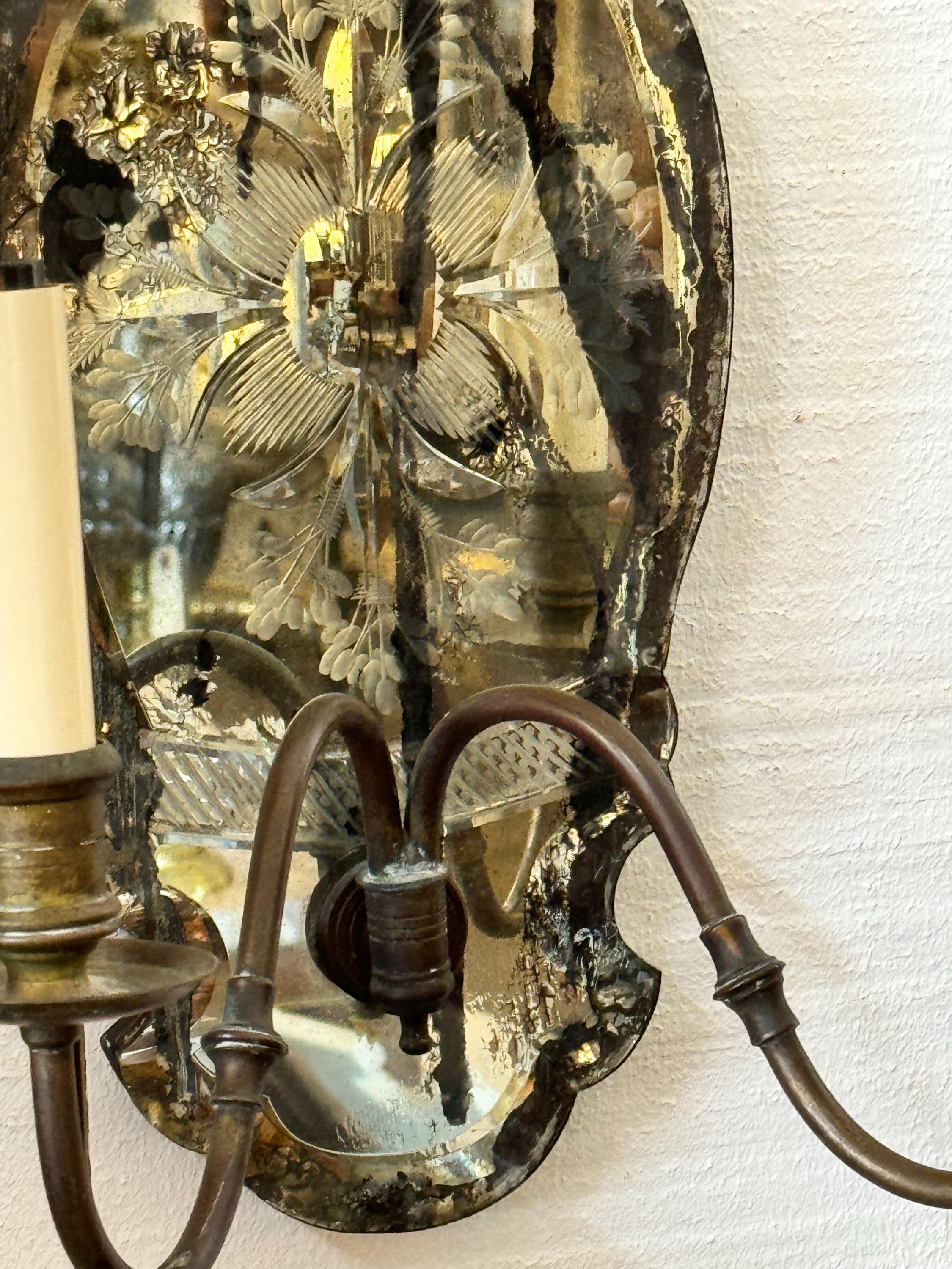 Pair of 1920s Mirrored Sconces For Sale 6