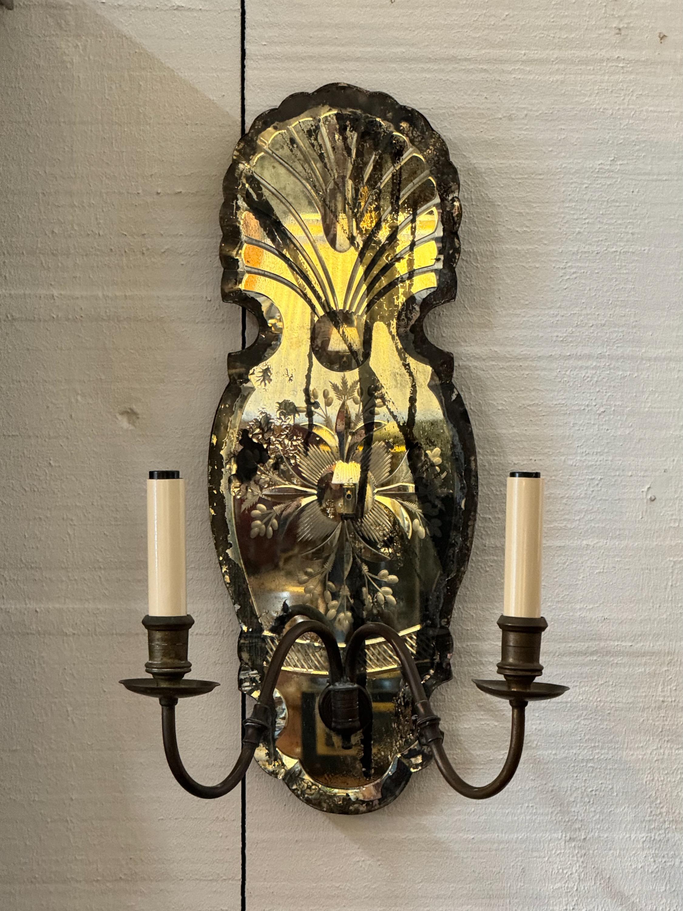 Pair of 1920s Mirrored Sconces For Sale 2