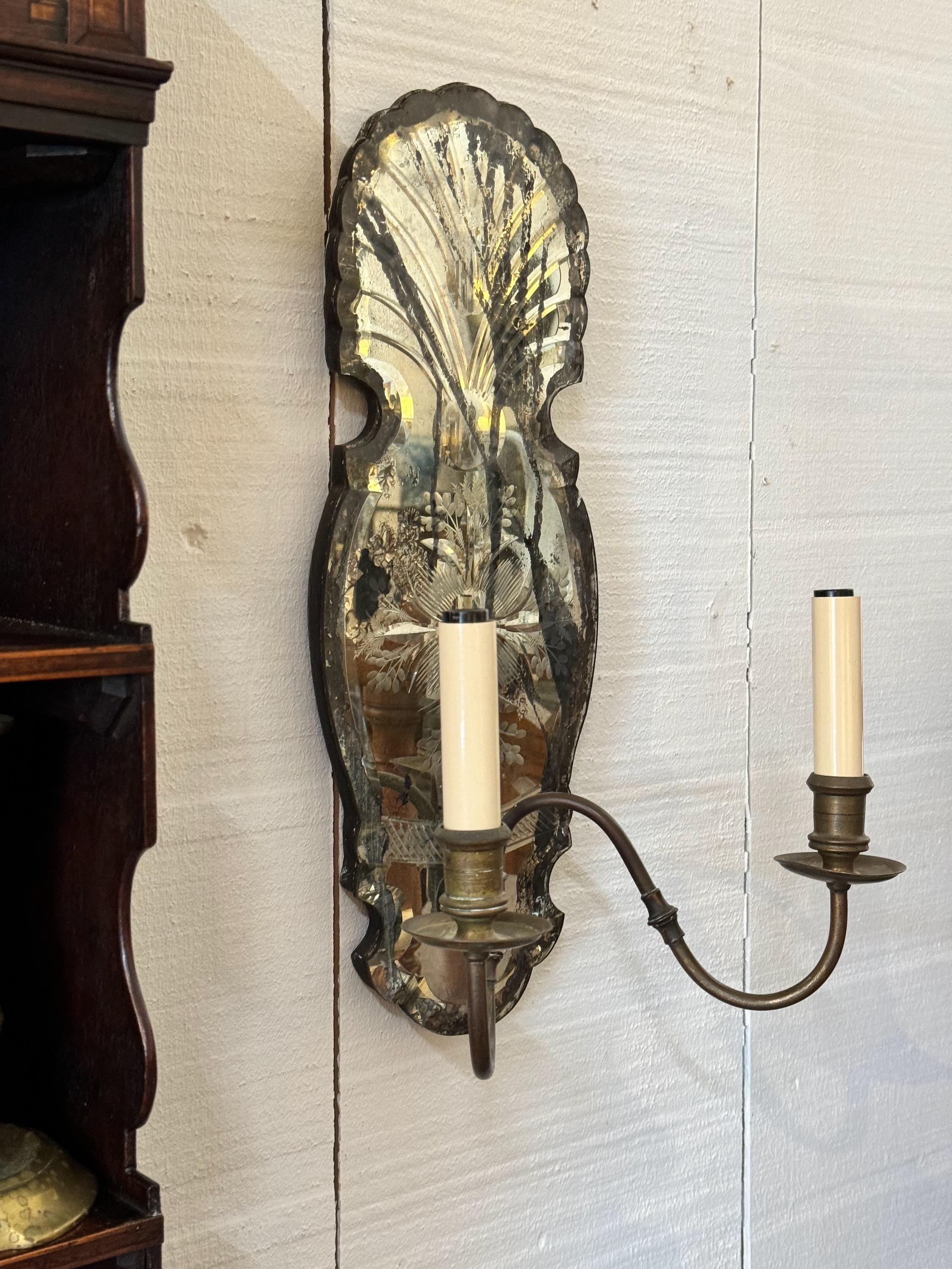 Pair of 1920s Mirrored Sconces For Sale 3