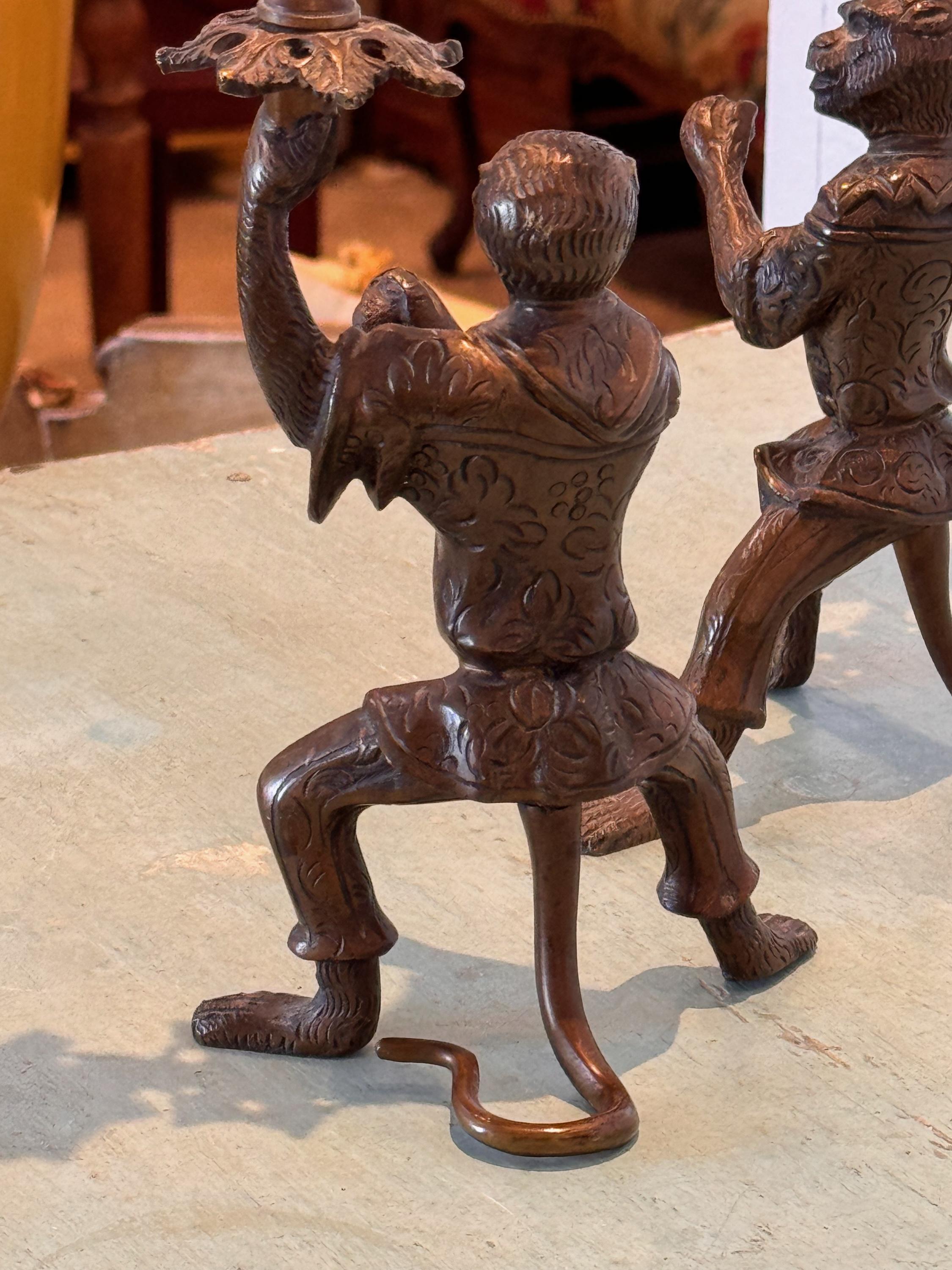Pair of 1920s Monkey Candelabras 5