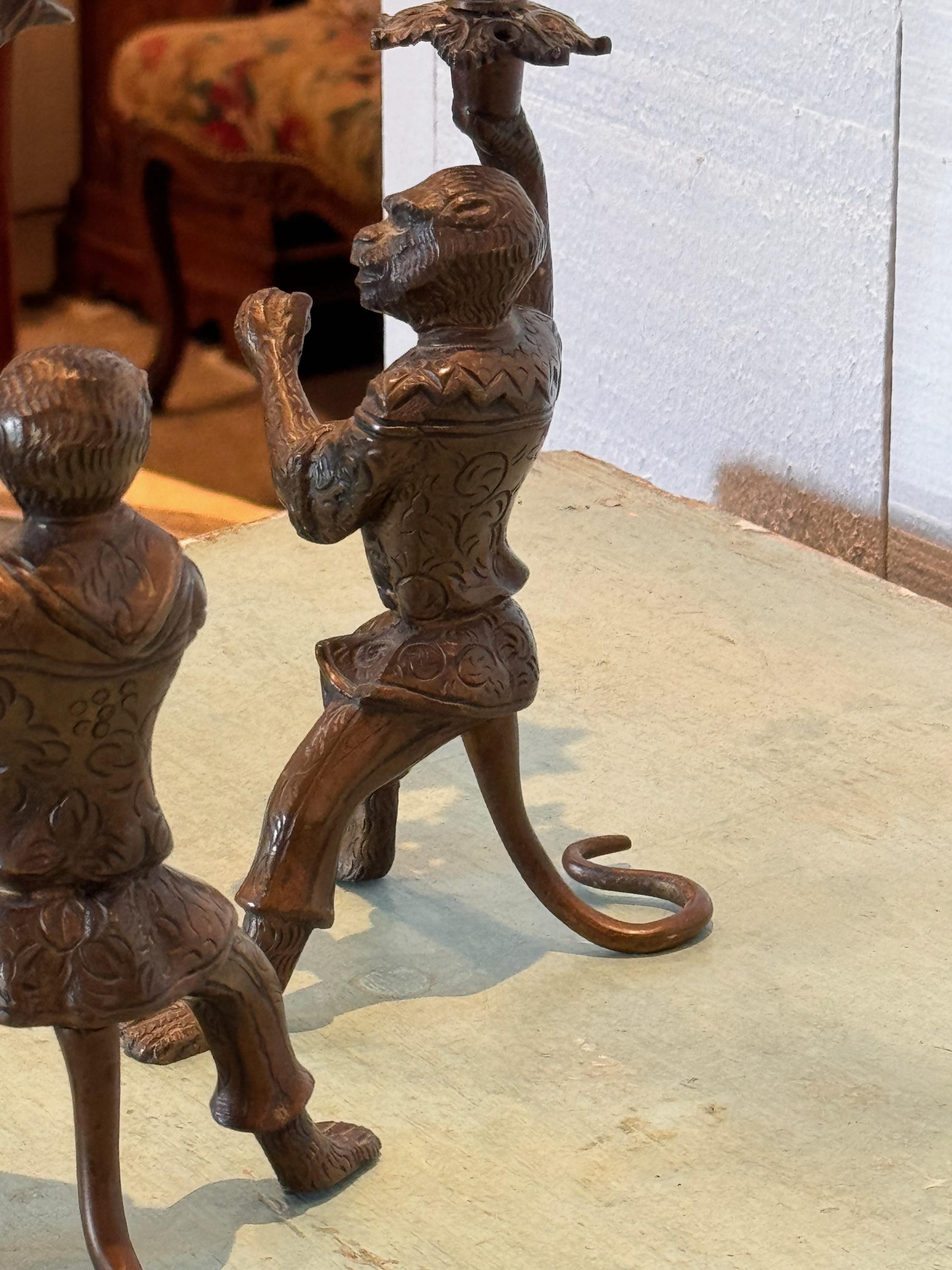 Pair of 1920s Monkey Candelabras 6