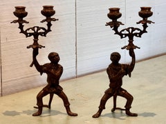 Pair of 1920s Monkey Candelabras