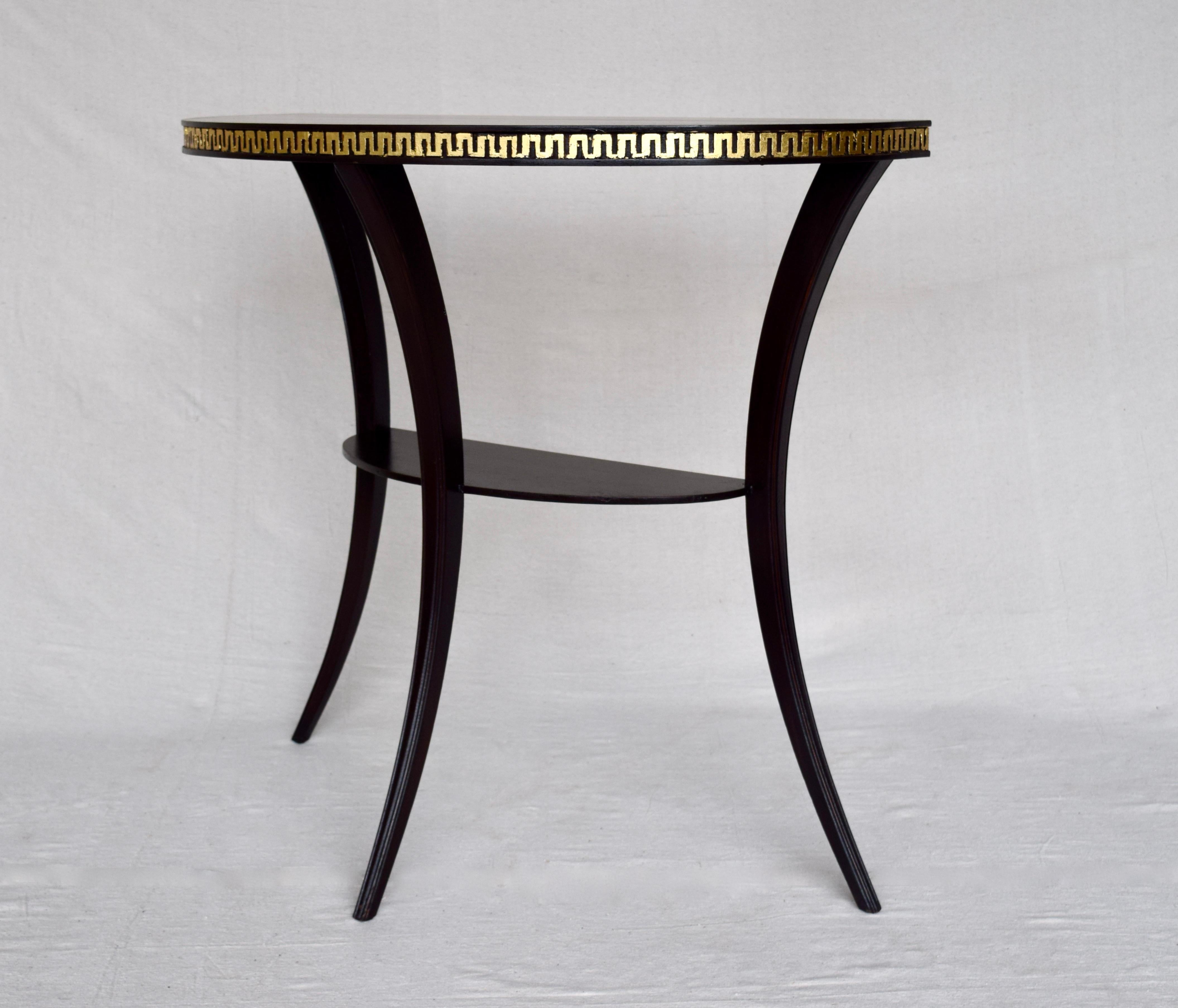 20th Century Pair of 1920s Neoclassical Style Demilune Klismos Tables