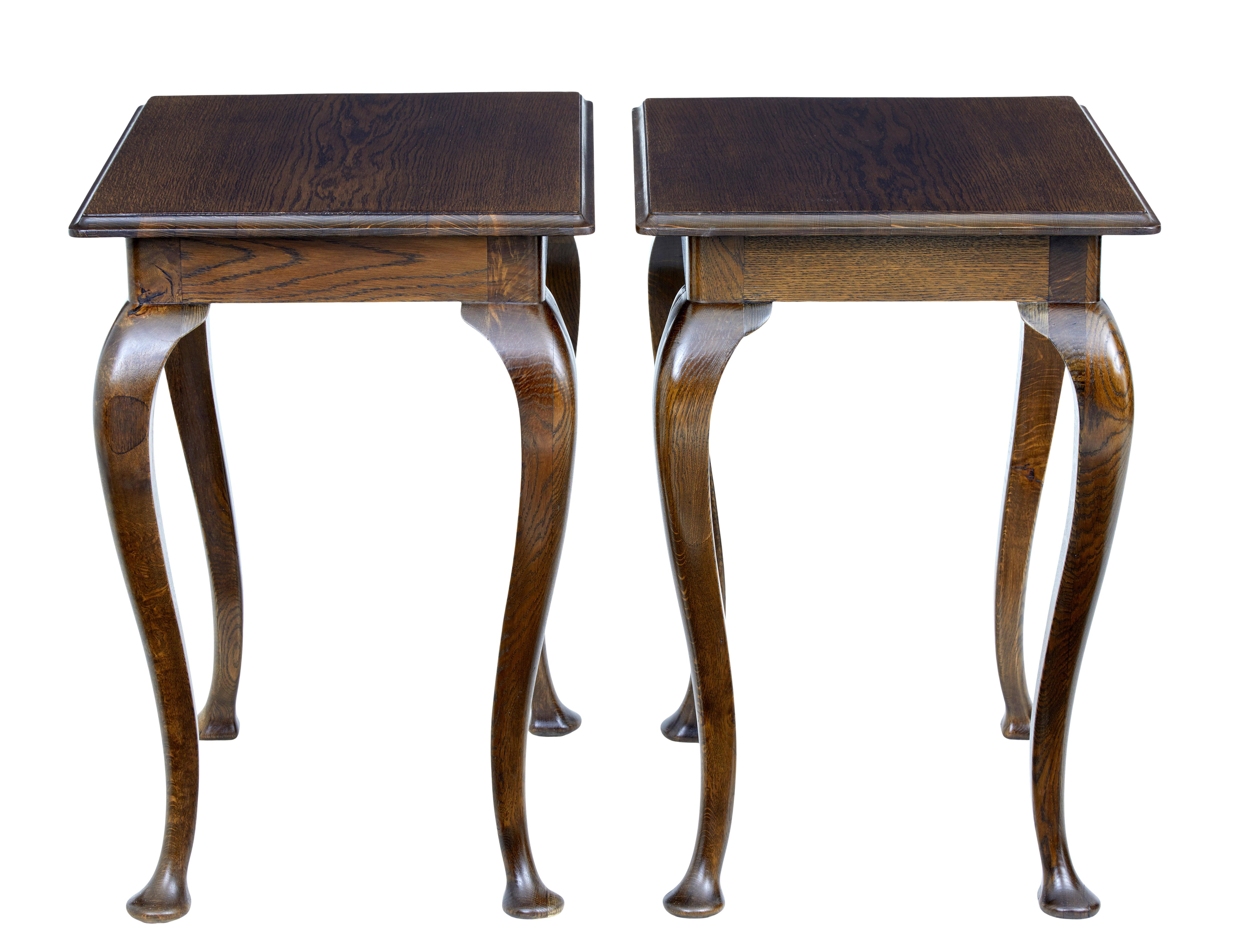 English Pair of 1920s Oak Occasional Tables