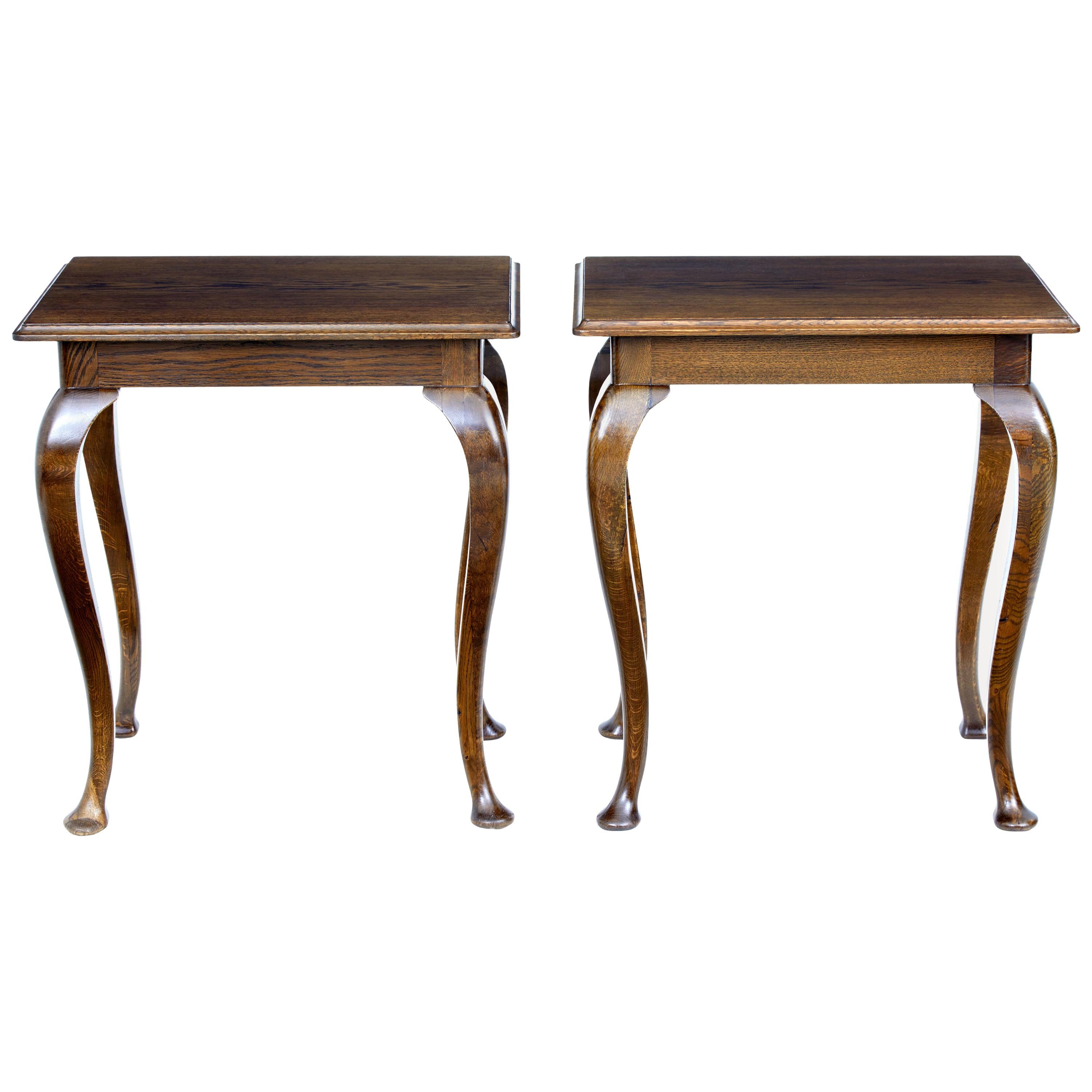 Pair of 1920s Oak Occasional Tables