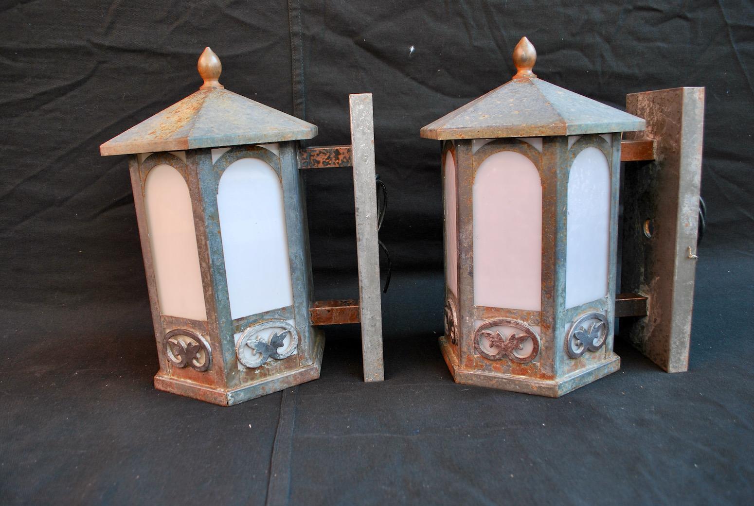 Pair of 1920's Outdoor Sconces In Good Condition In Los Angeles, CA