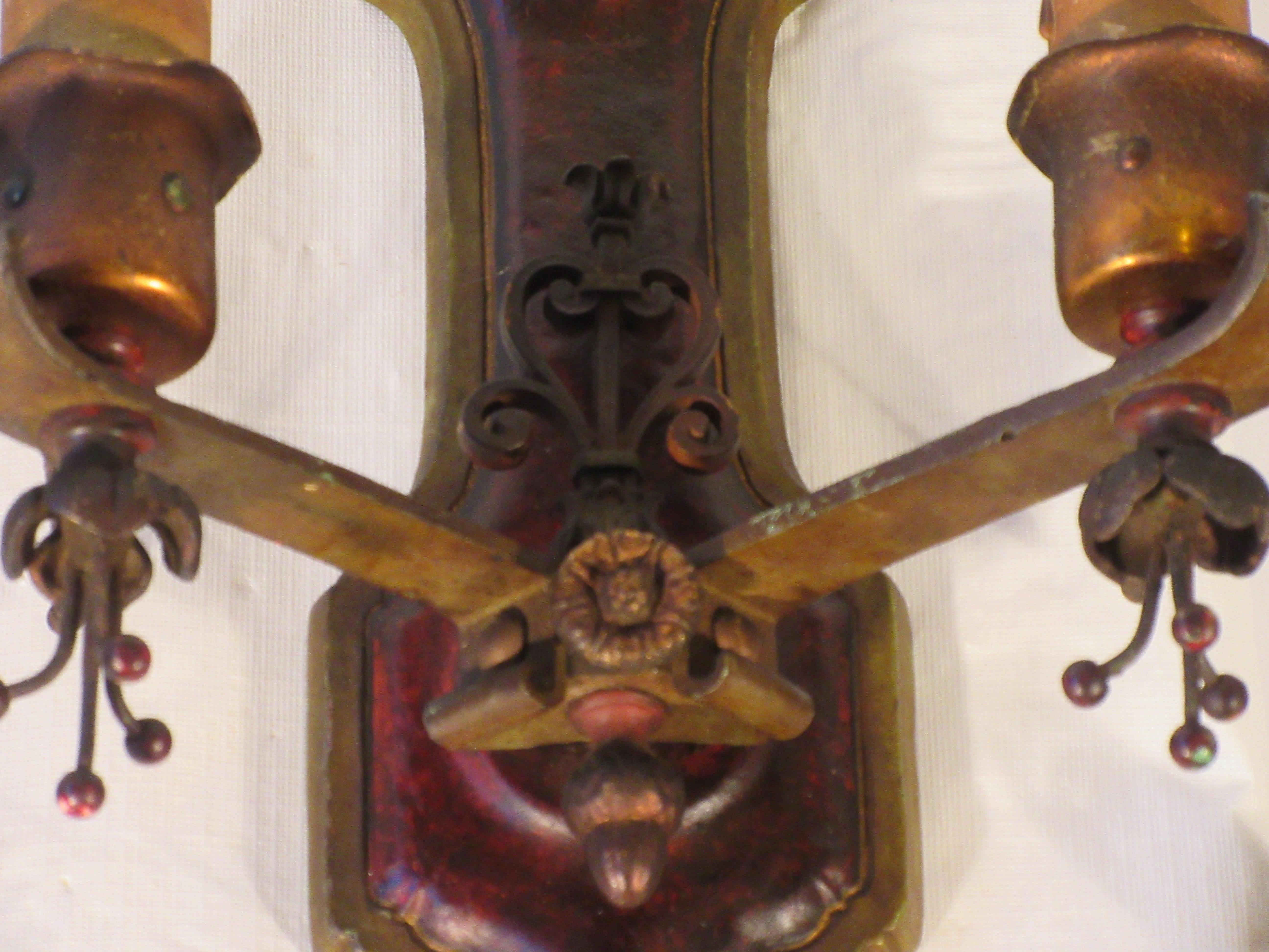 Pair of 1920s Painted Iron Sconces In Good Condition In Tarrytown, NY