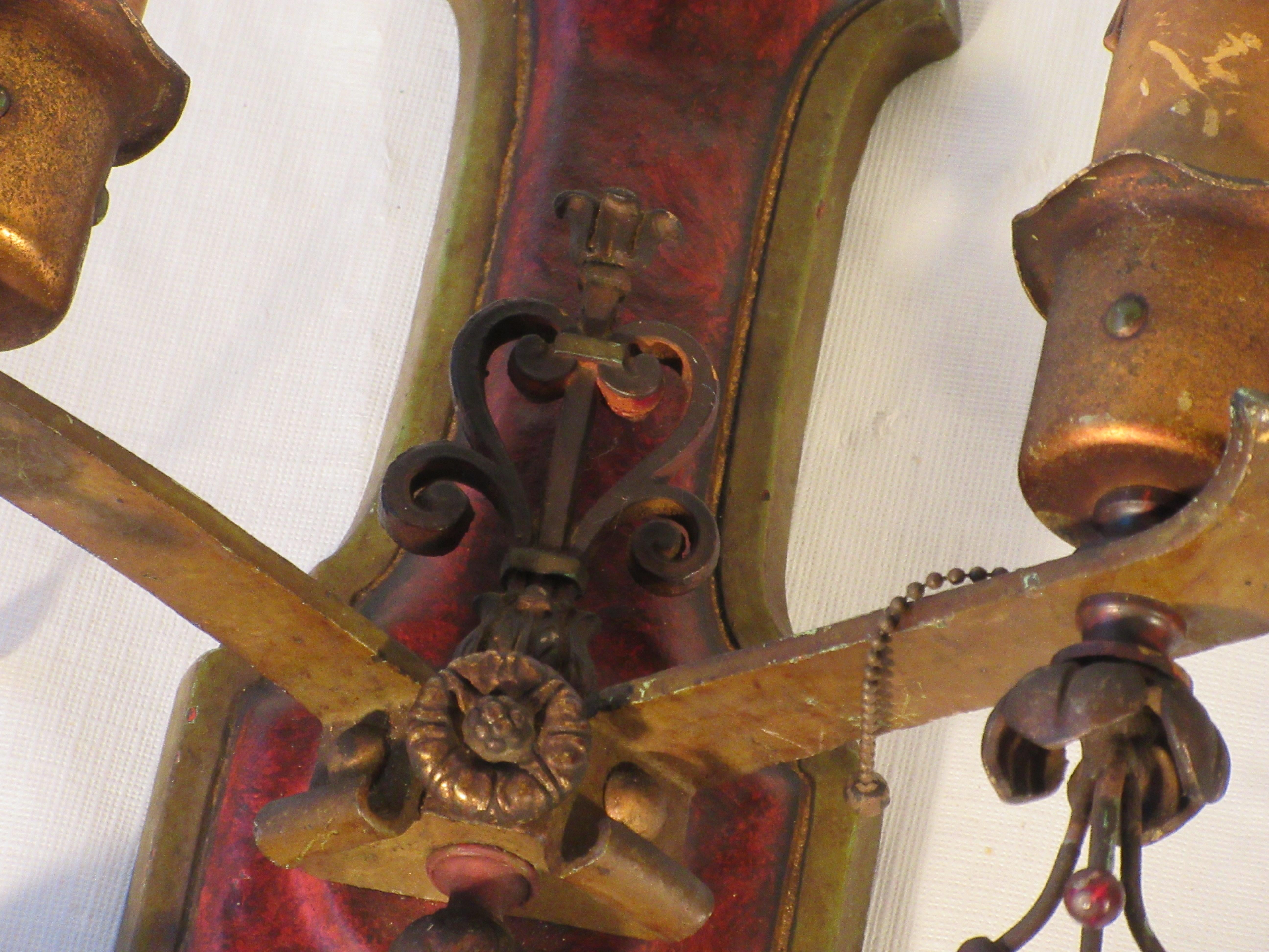 Early 20th Century Pair of 1920s Painted Iron Sconces