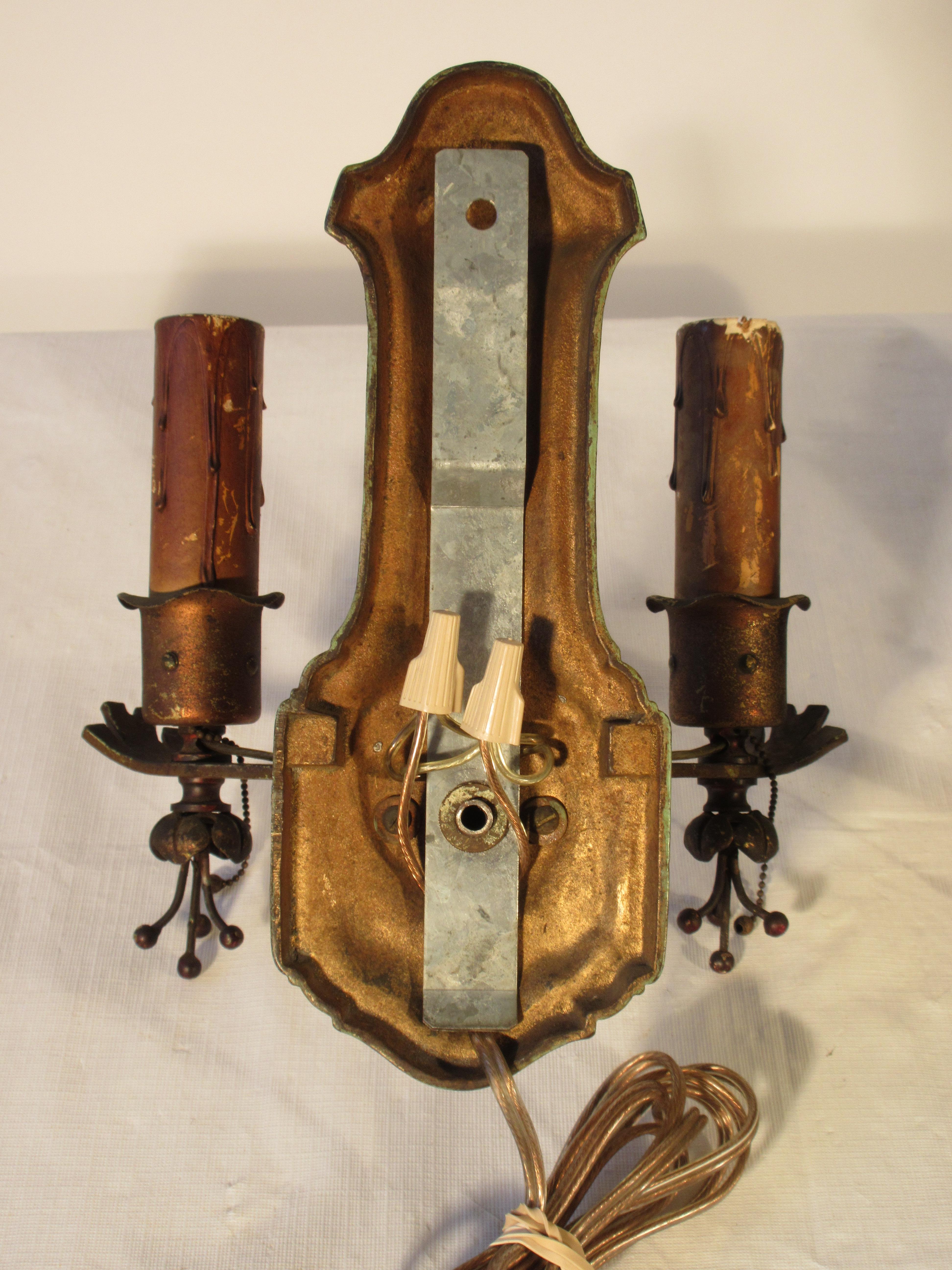 Pair of 1920s Painted Iron Sconces 2