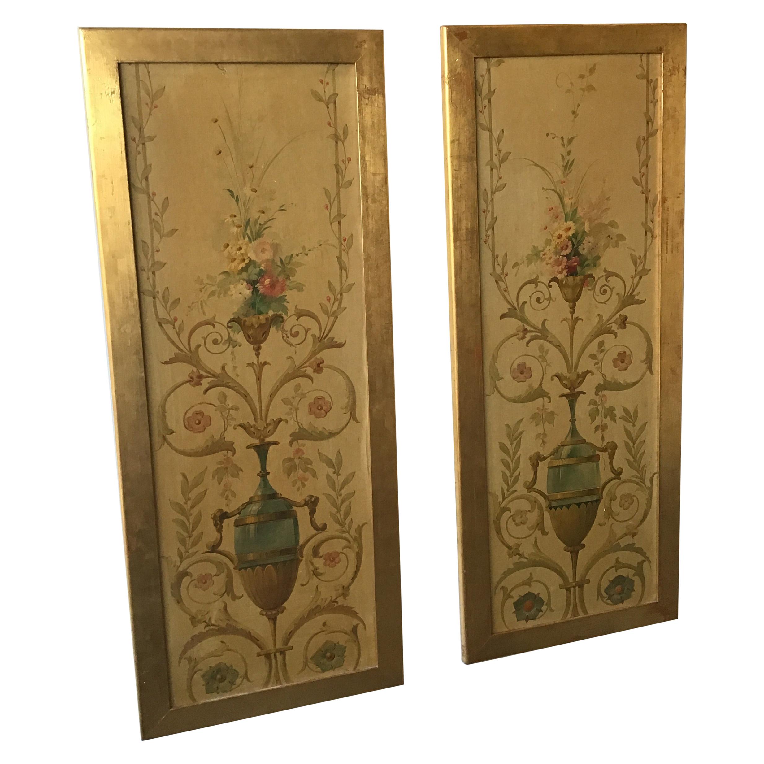 Pair of 1920s Painted Panels