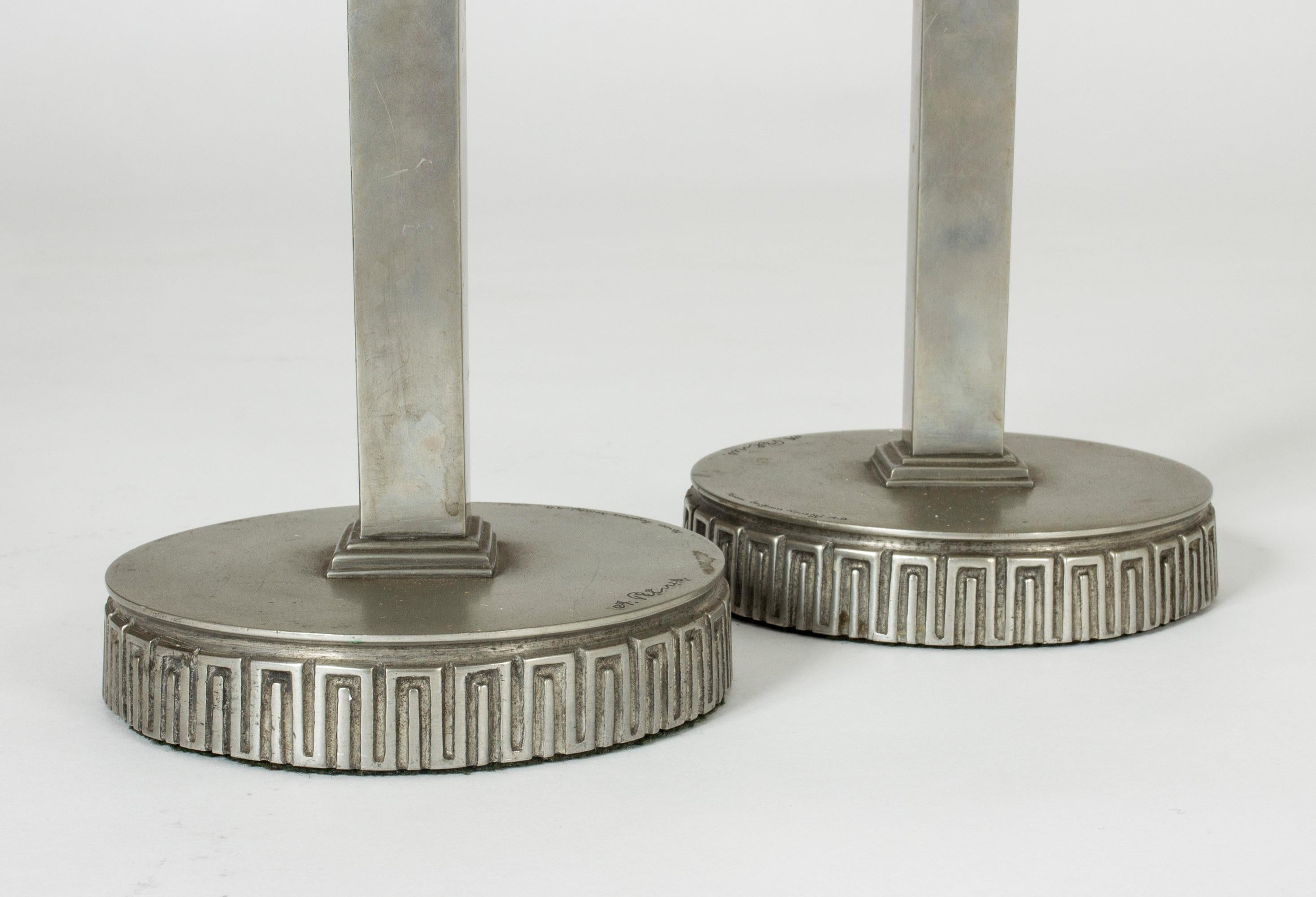 Early 20th Century Pair of 1920s Pewter Candlesticks by Anna Petrus