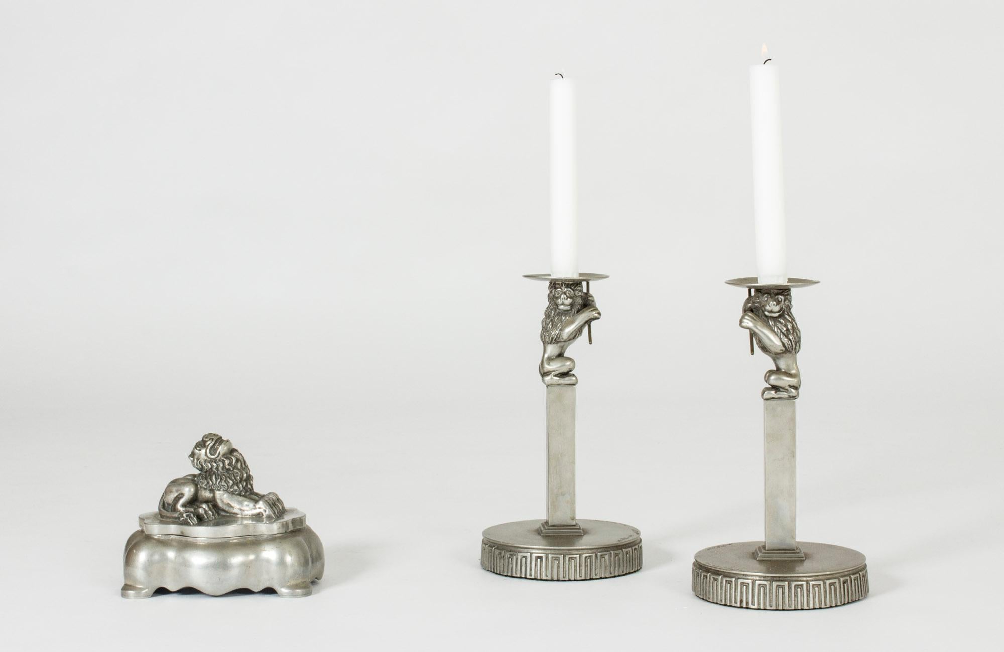 Pair of 1920s Pewter Candlesticks by Anna Petrus 3
