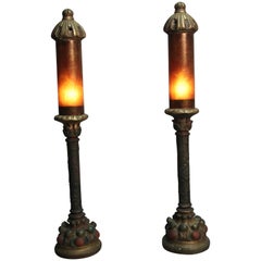 Pair of 1920s Polychrome Spanish Revival Mica Table Lamps
