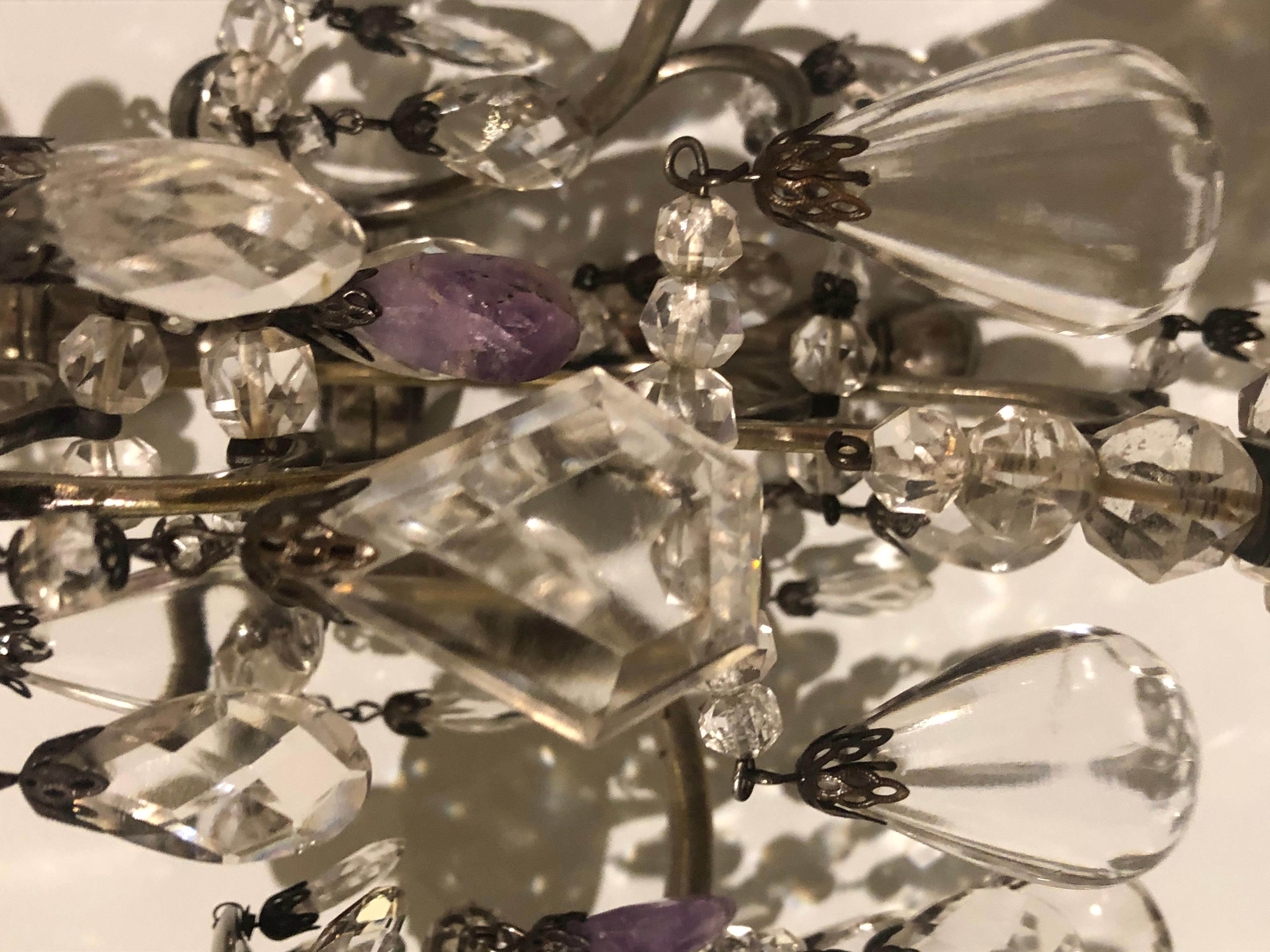 Début du 20ème siècle Paire d'appliques en cristal de roche et améthyste des années 1920 en vente